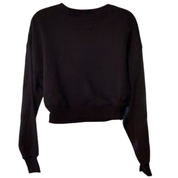 NWT Arizona Jean Company's Black Butterfly Print Cropped Sweatshirt ~M - Picture 3 of 5